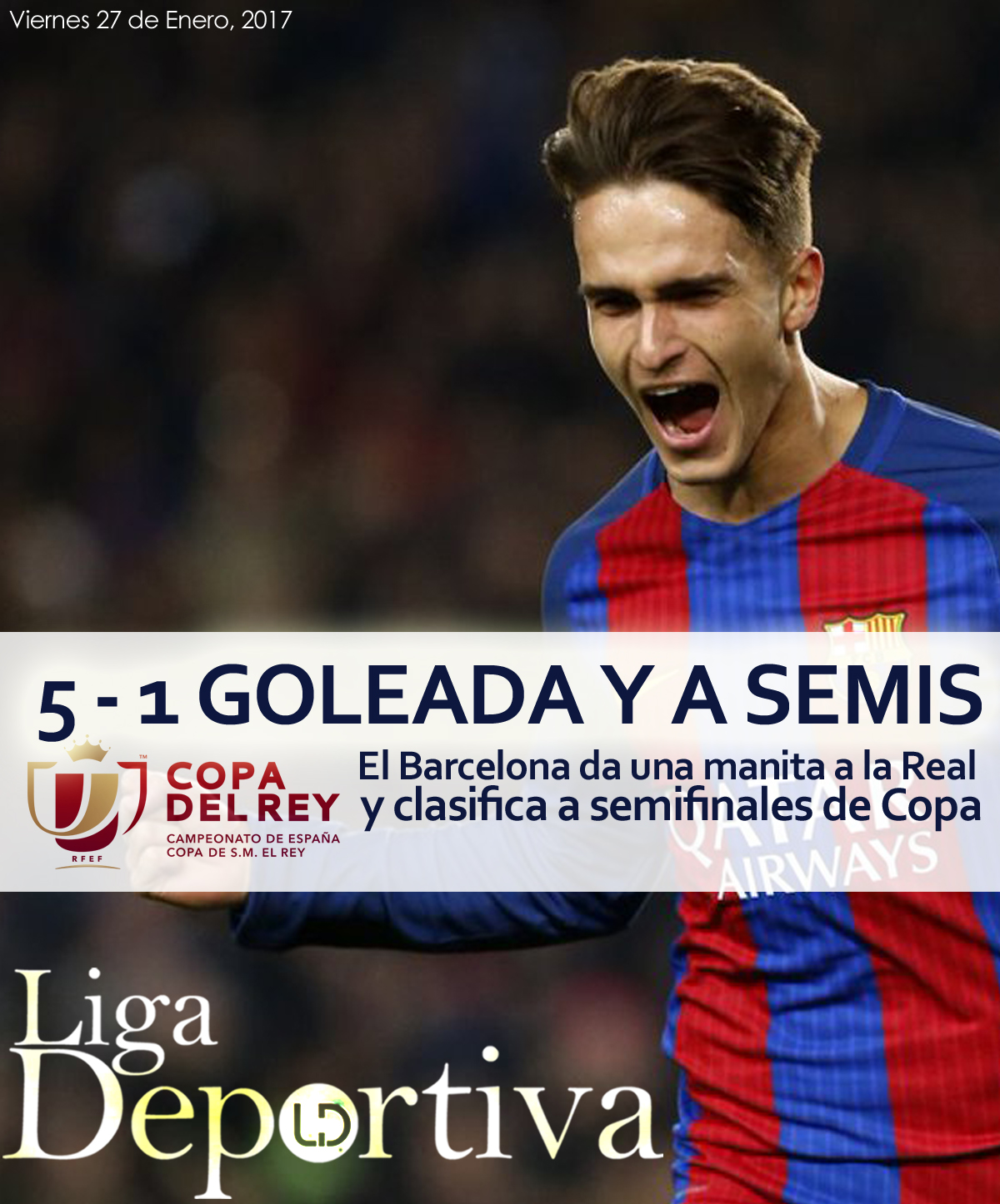 FC Barcelona derrota 5-1 a la Real Sociedad y clasifica a semifinales de Copa del Rey